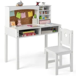 Costway Kids Desk And Chair Set Study Writing Workstation With Hutch & Bulletin Board -Child Furniture Shop GUEST bd41e6dc bb8c 42c8 9773 14ef1e75f8c8