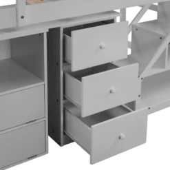 Twin Size Loft Bed With Multifunctional Movable Built-in Desk And Staircase-ModernLuxe -Child Furniture Shop GUEST c514f23f fa9f 41bb b164 ed891f72fafa