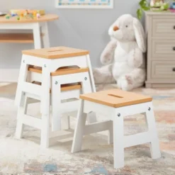 Melissa & Doug Wooden Stools - Set Of 4 - White/Natural -Child Furniture Shop GUEST c52d0662 afe4 46f6 92cc 50a0b603e190
