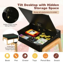 Costway Kids Table & Chair Set Wooden Activity Art Study Desk W/Storage Space -Child Furniture Shop GUEST c6603581 62dd 4604 a059 589692b2cb49