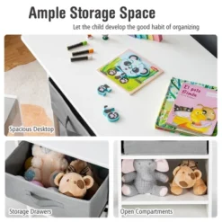 Babyjoy Kids Art Play Wood Table And 2 Chairs Set W/ Storage Baskets Puzzle -Child Furniture Shop GUEST c72c06c3 5f8e 4634 a161 e0706db17340