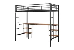 Metal Twin Size Low Loft Bed With Storage Shelf And Table, Black - ModernLuxe 15 Metal Twin Size Low Loft Bed With Storage Shelf And Table, Black - ModernLuxe -Child Furniture Shop GUEST c7f5522b e28b 40ab 9ff6 0eeebcacdaaa