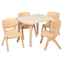Flash Furniture 21.875"W X 26.625"L Rectangular Plastic Height Adjustable Activity Table Set With 4 Chairs -Child Furniture Shop GUEST c8079485 a1de 4e59 8363 3db8b69d61b1