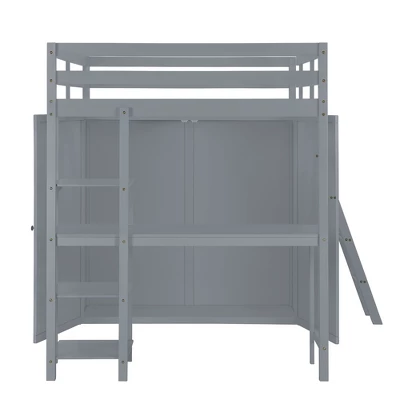 Full/ Twin Size Loft Bed With Wardrobe, Desk And Shelves-ModernLuxe 9 Full/ Twin Size Loft Bed With Wardrobe, Desk And Shelves-ModernLuxe - Image 7