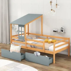 Twin Size House Low Loft Bed With Two Storage Drawers - ModernLuxe 21 Twin Size House Low Loft Bed With Two Storage Drawers - ModernLuxe -Child Furniture Shop GUEST e1dca61d fda9 4e74 b7bf 006a0e1b202f