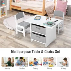 Babyjoy Kids Art Play Wood Table And 2 Chairs Set W/ Storage Baskets Puzzle -Child Furniture Shop GUEST e294d76e 98d7 4060 bee2 2e023575e52f