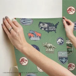 Jurassic World Badges Peel And Stick Wallpaper Green - RoomMates 9 Jurassic World Badges Peel And Stick Wallpaper Green - RoomMates -Child Furniture Shop GUEST e476a520 f4e2 479a 90e6 04a297b30fc8