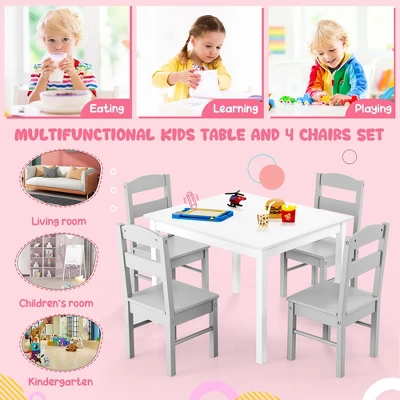 Costway Kids 5 Piece Table & Chair Set Wooden Children Activity Playroom Furniture Gift 10 Costway Kids 5 Piece Table & Chair Set Wooden Children Activity Playroom Furniture Gift - Image 8