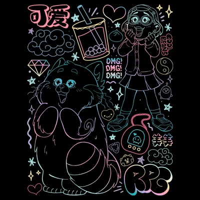 Junior's Turning Red Neon Doodles Mei Lee T-Shirt 3 Junior's Turning Red Neon Doodles Mei Lee T-Shirt