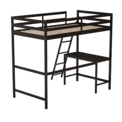 Emma And Oliver Twin Wood Loft Bed Frame With Protective Guardrails And Integrated Desk And Ladder For Use With Any 6-8" Thick Mattress -Child Furniture Shop GUEST eae645a1 e96e 49e9 aac6 cdd0e94d1447