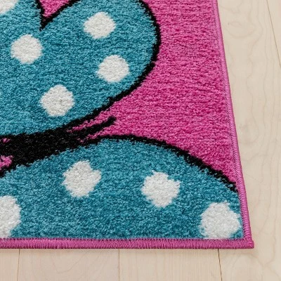 Well Woven Modern Daisy Butterflies Bright Kids Room Carpet Soft Durable Pink Area Rug 4 Well Woven Modern Daisy Butterflies Bright Kids Room Carpet Soft Durable Pink Area Rug - Image 2