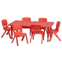 Flash Furniture 24"W X 48"L Rectangular Plastic Height Adjustable Activity Table Set With 6 Chairs -Child Furniture Shop GUEST f08b2baa 3508 46fb ab68 84577b42adf0 1