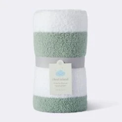 Chenille Stripe Baby Blanket - Green And White Stripe - Cloud Island™ -Child Furniture Shop GUEST f1d770bd 8395 4c5f 908f 0abf2d889710