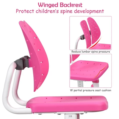 Costway Children Desk Chair Set Adjustable Study Table Drawer Winged Backrest Chair 7 Costway Children Desk Chair Set Adjustable Study Table Drawer Winged Backrest Chair - Image 5