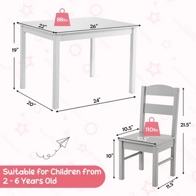 Costway Kids 5 Piece Table & Chair Set Wooden Children Activity Playroom Furniture Gift 5 Costway Kids 5 Piece Table & Chair Set Wooden Children Activity Playroom Furniture Gift - Image 3