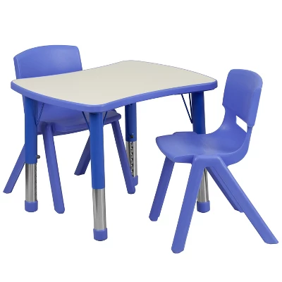 Flash Furniture 21.875"W X 26.625"L Rectangular Plastic Height Adjustable Activity Table Set With 2 Chairs 10 Flash Furniture 21.875"W X 26.625"L Rectangular Plastic Height Adjustable Activity Table Set With 2 Chairs - Image 8
