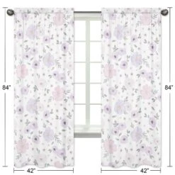 2pc Sweet Jojo Designs Watercolor Floral Window Panels Lavender/Gray -Child Furniture Shop GUEST f726ad7e 30ac 4617 b23c f09044c8c54b