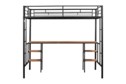 Metal Twin Size Low Loft Bed With Storage Shelf And Table, Black - ModernLuxe 16 Metal Twin Size Low Loft Bed With Storage Shelf And Table, Black - ModernLuxe -Child Furniture Shop GUEST f81325c7 6001 42ee b1e5 e5ffbe180951