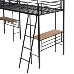 Metal Twin Size Loft Bed With Two Built-in Desks, Black - ModernLuxe -Child Furniture Shop GUEST fa00b52a 6bfe 469d ae39 34ad89204383