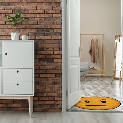 Deerlux Emoji Style Round Funny Smiley Face Kids Area Rug, Raised Eyebrow Emoji Rug 3 Deerlux Emoji Style Round Funny Smiley Face Kids Area Rug, Raised Eyebrow Emoji Rug